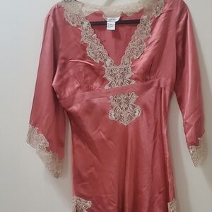 Newport News Silk lace trim empire top